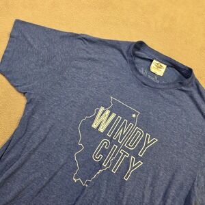 My State Threads T-Shirt Mens L Blue Windy City Chicago Illinois Streetwear L